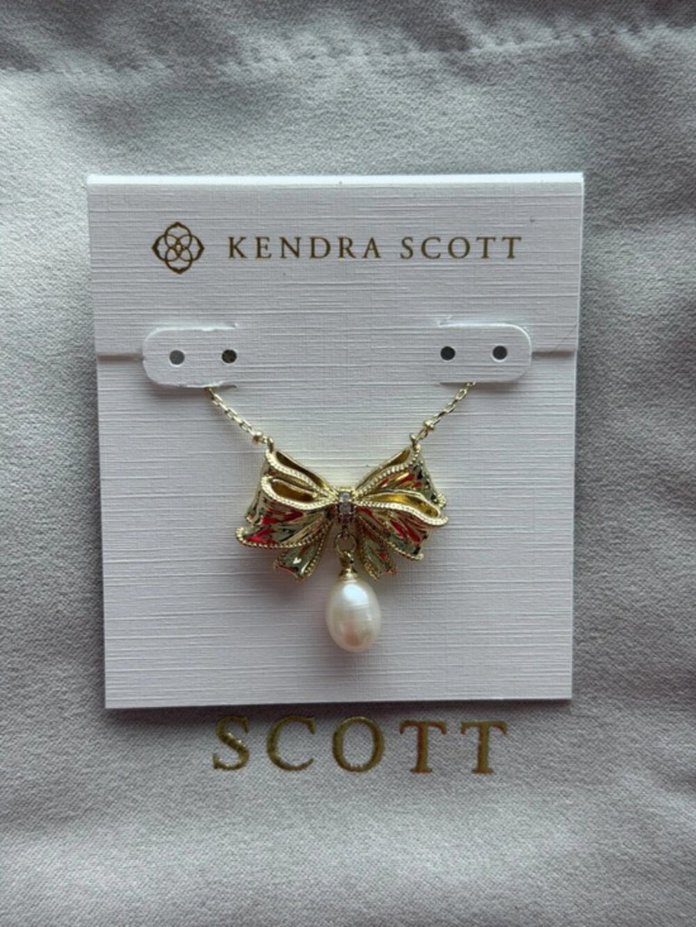 Kendra Scott Bow Pearl Pendant Necklace